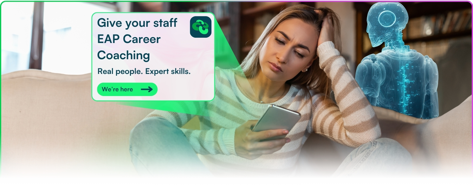Women fearful of losing her job to AI books career coaching session via EAP (2)