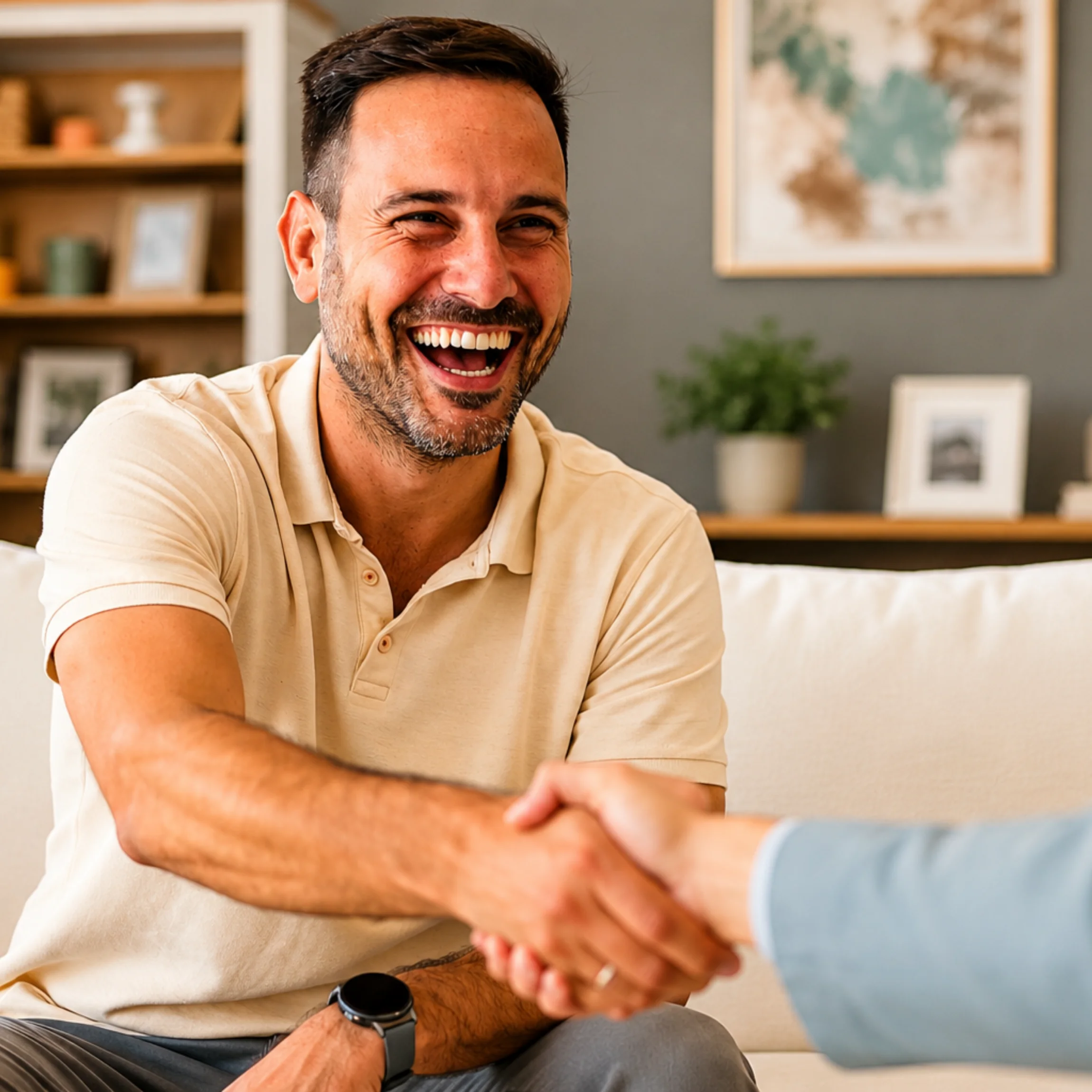 Man thanking his employee counselling EAP clinician