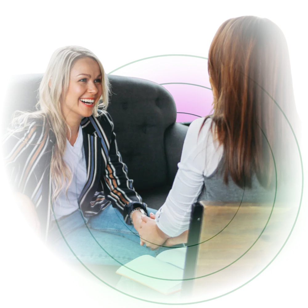 Women receiving positive career coaching support