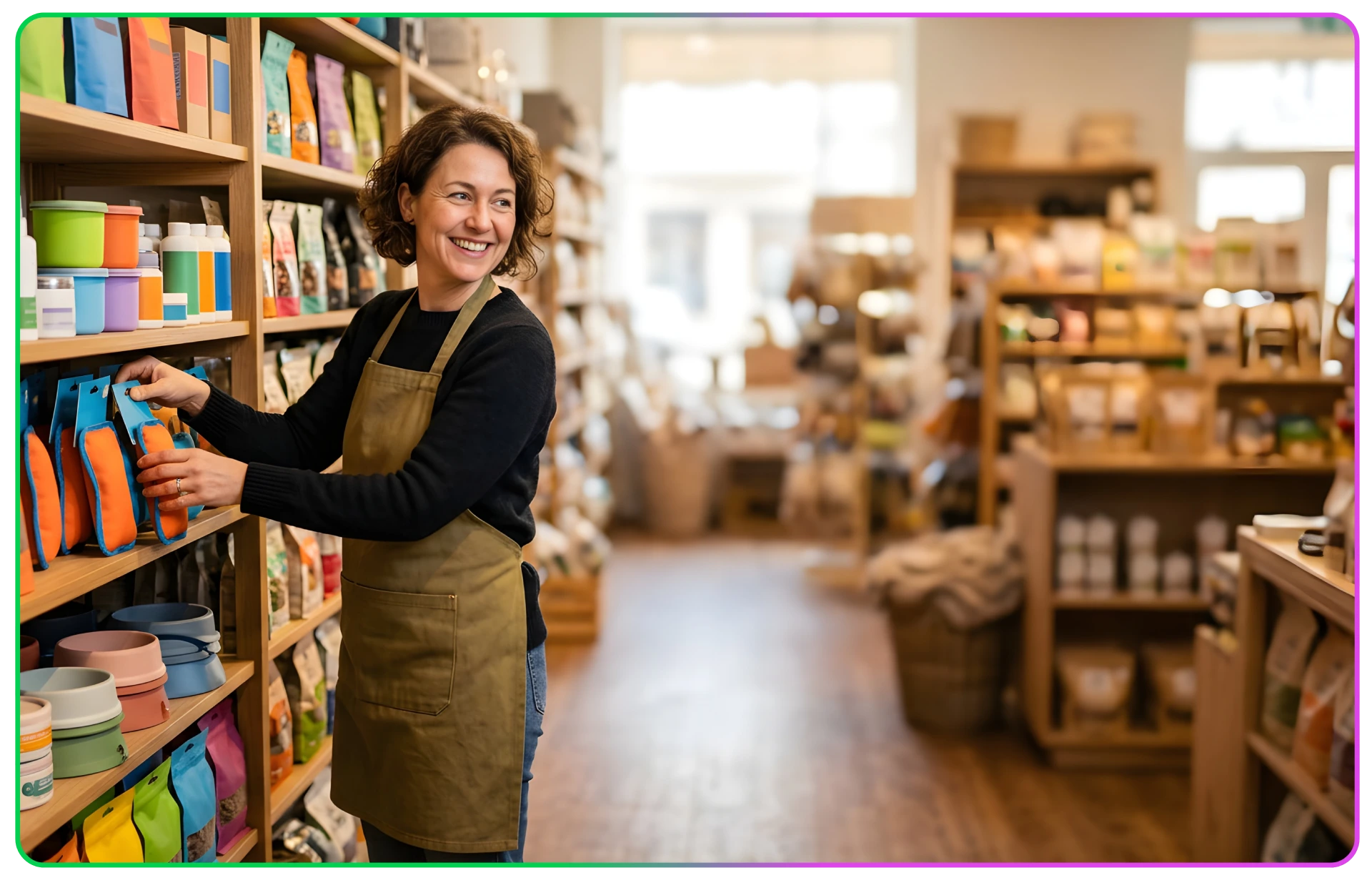 Women smiling while working in retail environment