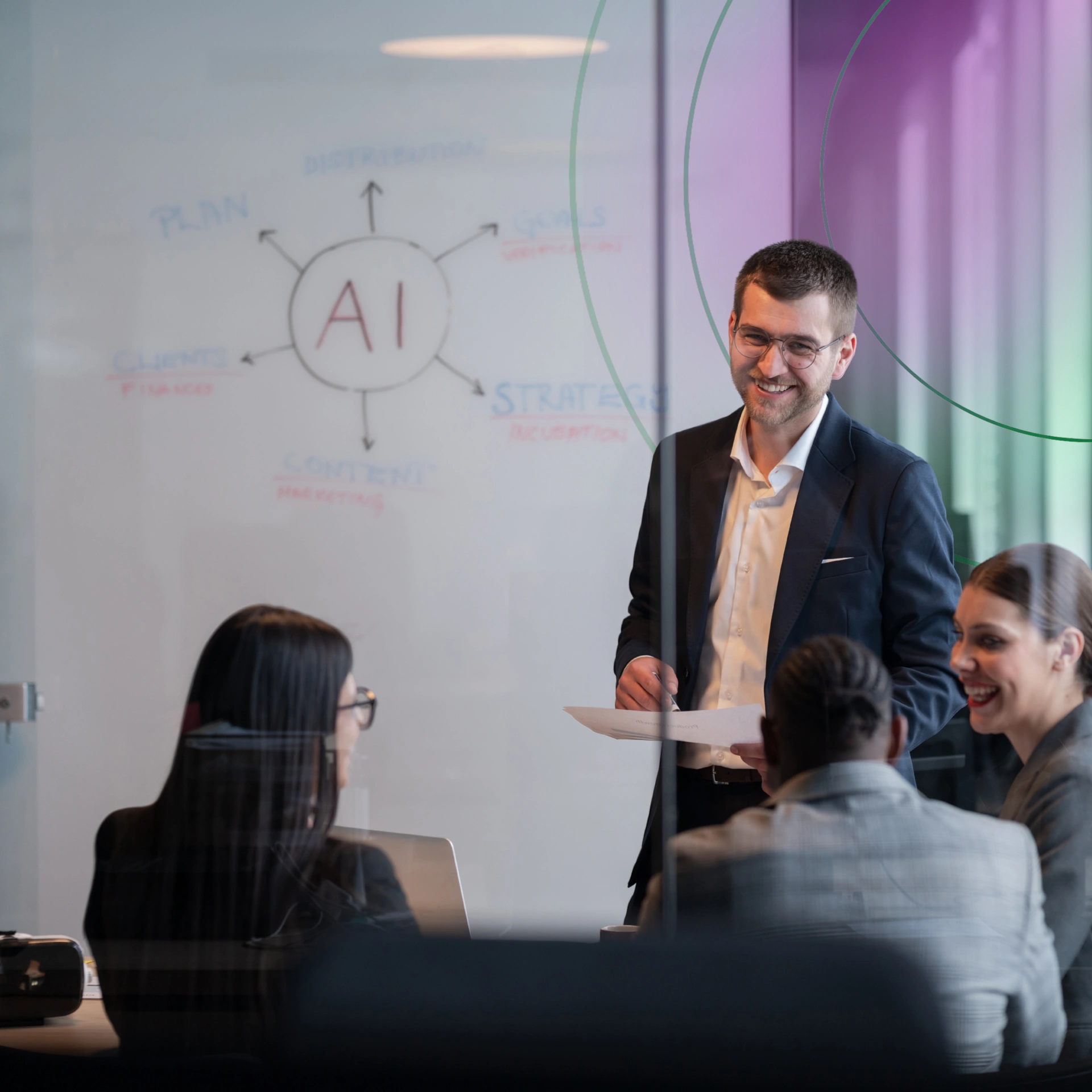 Workplace discussing AI in the workplace for employee wellbeing