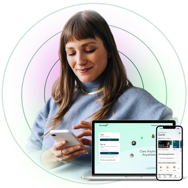 Employee accessing Converge Digital Wellbeing Tools