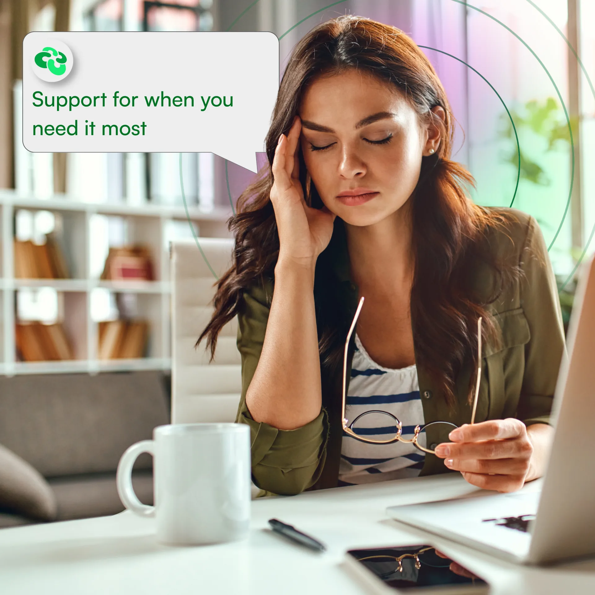 Female employee feeling stressed and needing support