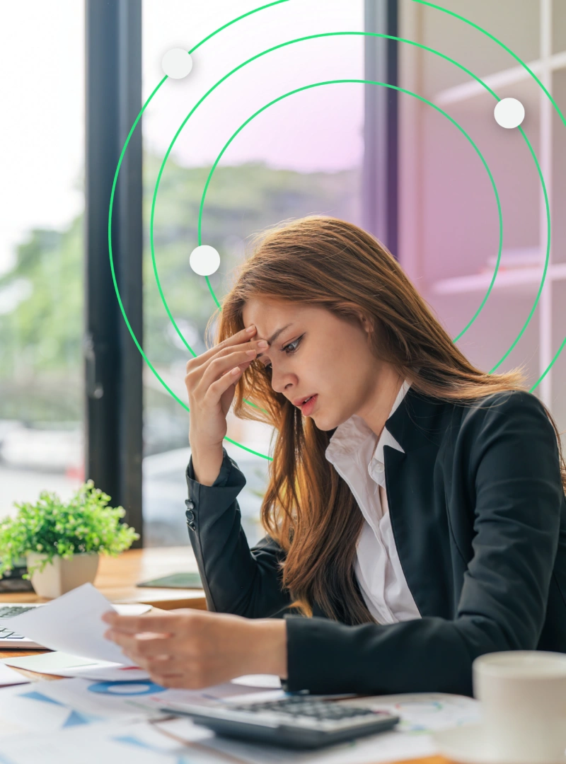 Female employee displaying significant workplace stress (1)