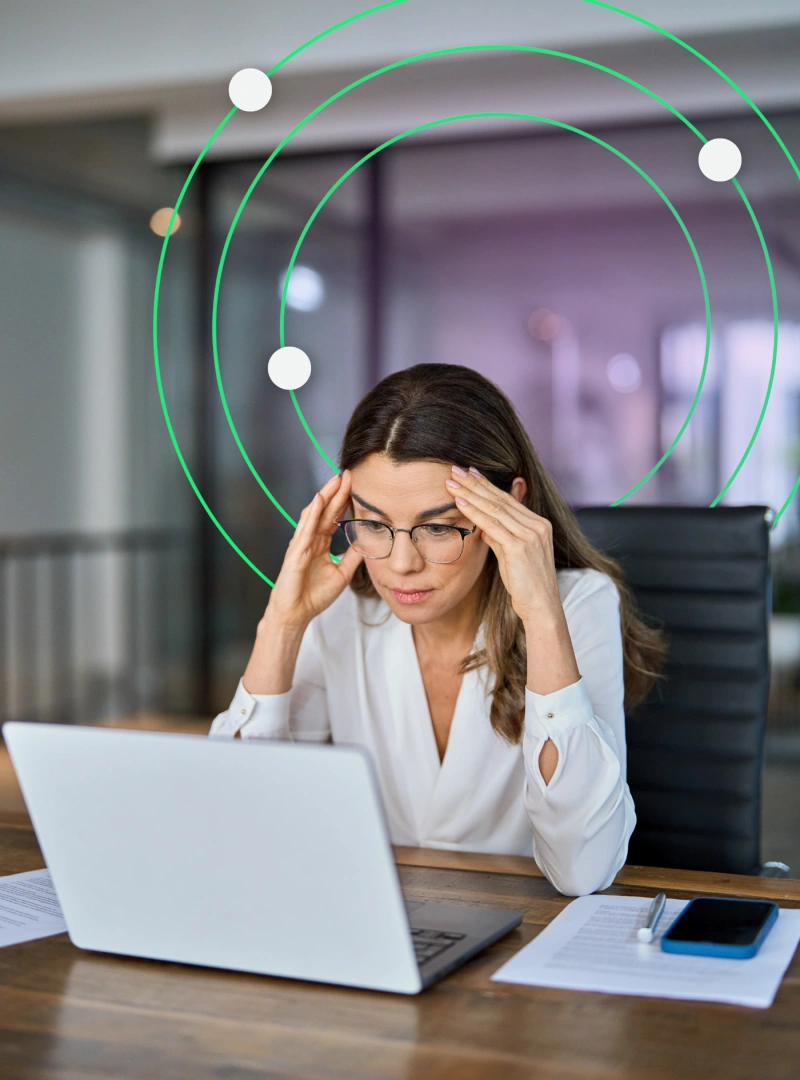 Female worker showing signs of workplace stress
