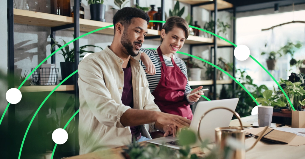 Two employees working in an SMB organisation