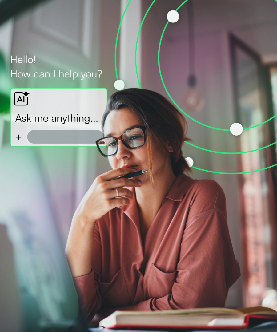 Women talking to AI about her wellbeing