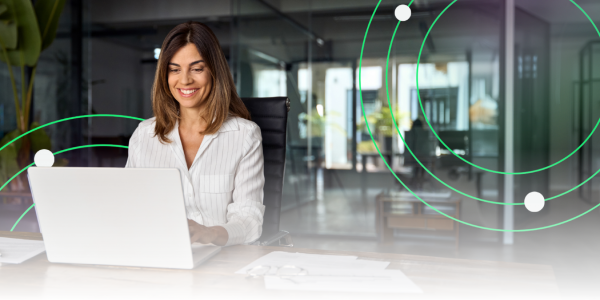 female manager watching a Converge Leaders Corner webinar