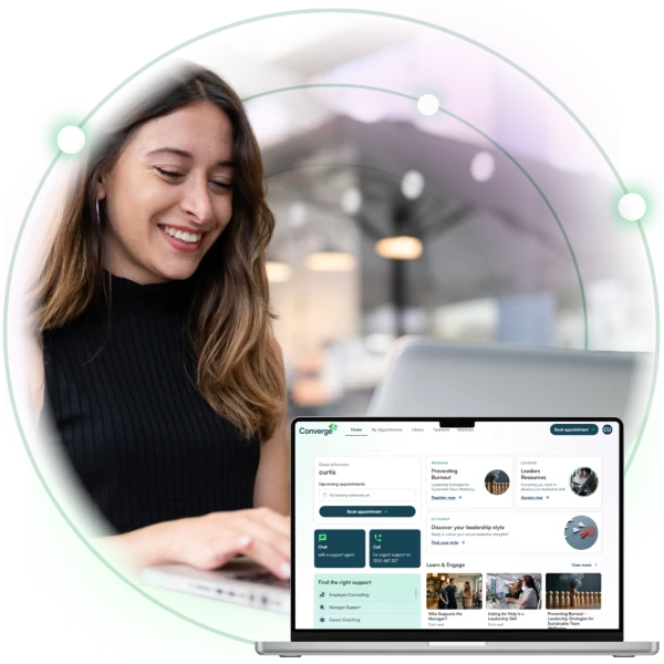 Employee exploring the Converge employee wellbeing portal
