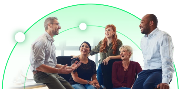 Engaged team listening to manager