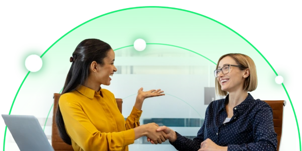 Female employee accepting a promotion