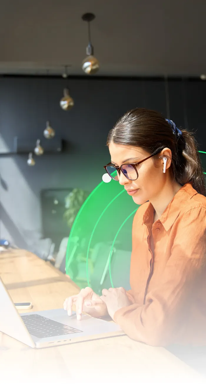 Female job candidate undertaking a psychometric assessment