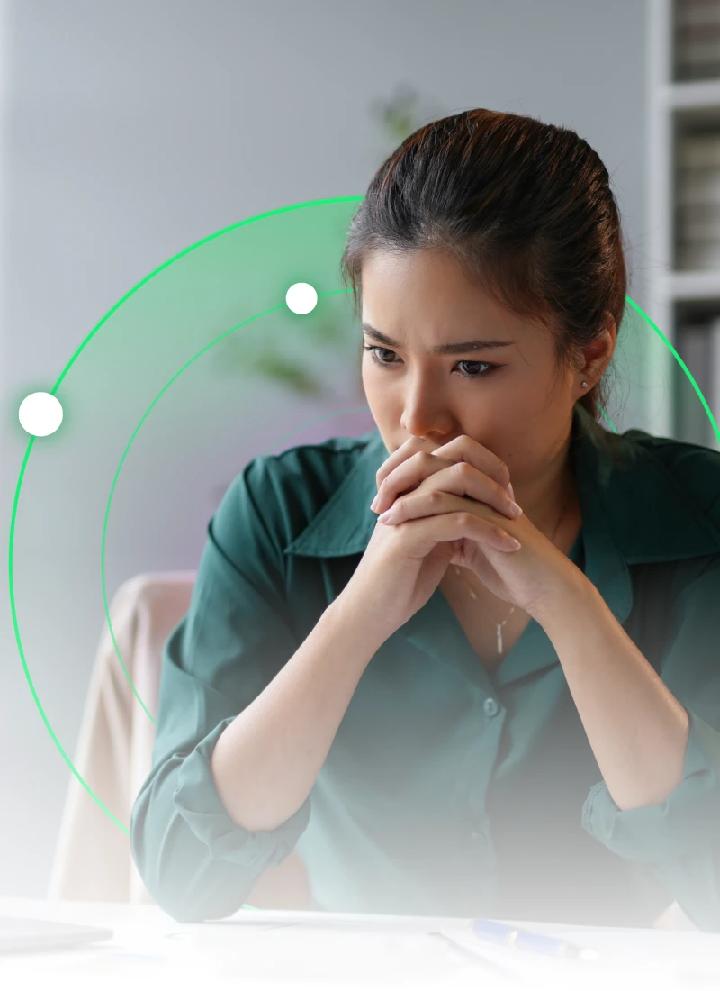 Female worker in distress needing employee mental health support