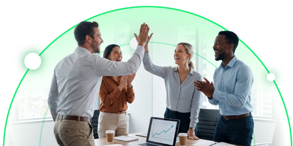 Team celebrating win under inclusive workplace culture